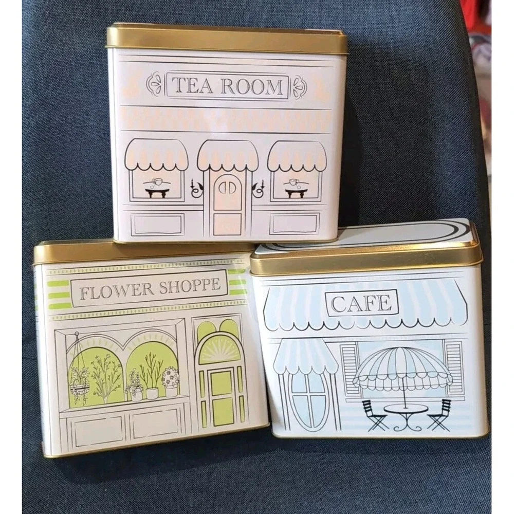 Target Bullseye Playground Tea Room Cafe Flower Shop SET of 3 Storage Tins 2024